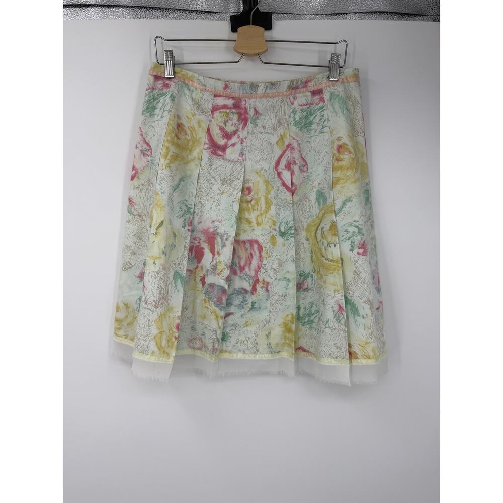 Vintage Odille Womens Skirt Size 10 Knee Length Watercolour Floral Cotton Boho - Picture 4 of 9
